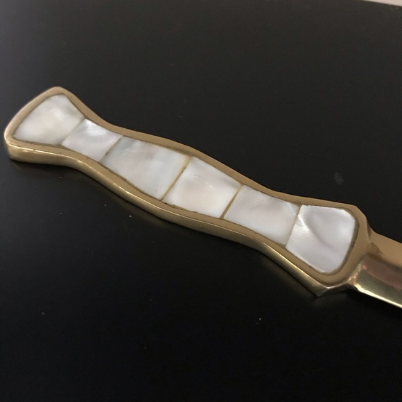 RARE Mother Of Pearl Brass Letter Opener - Picture 4 of 6